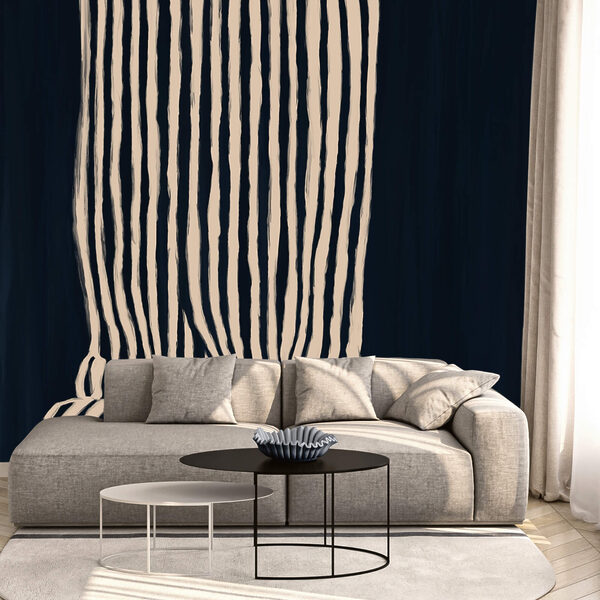 Černobílá pruhovaná záclona