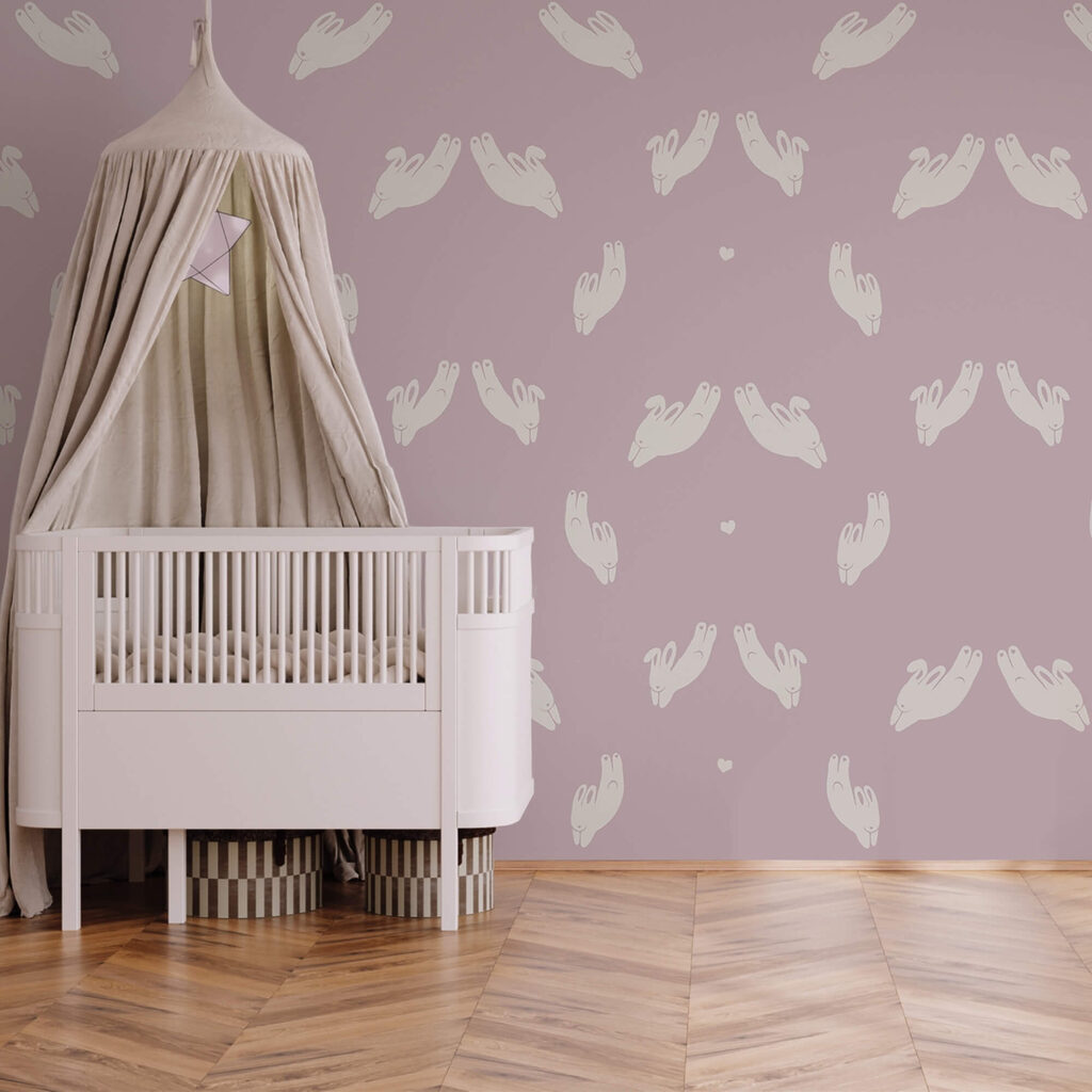 Vzor králíků na fialovém pozadí