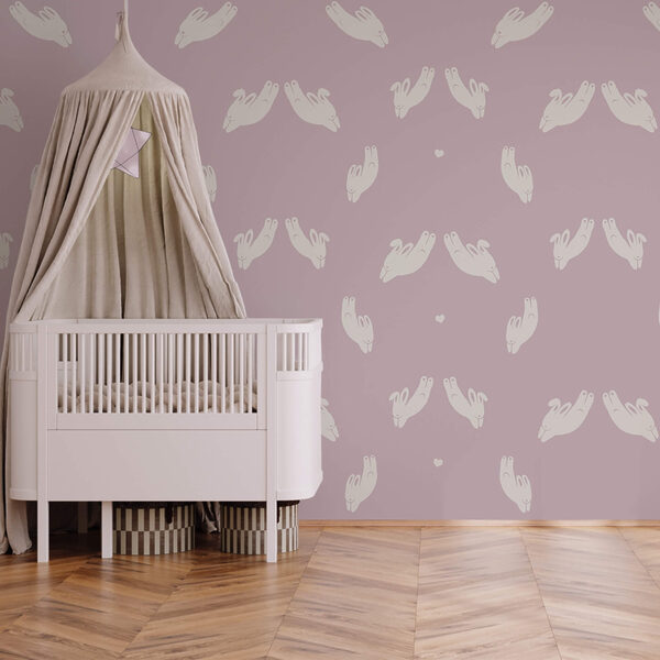 Vzor králíků na fialovém pozadí