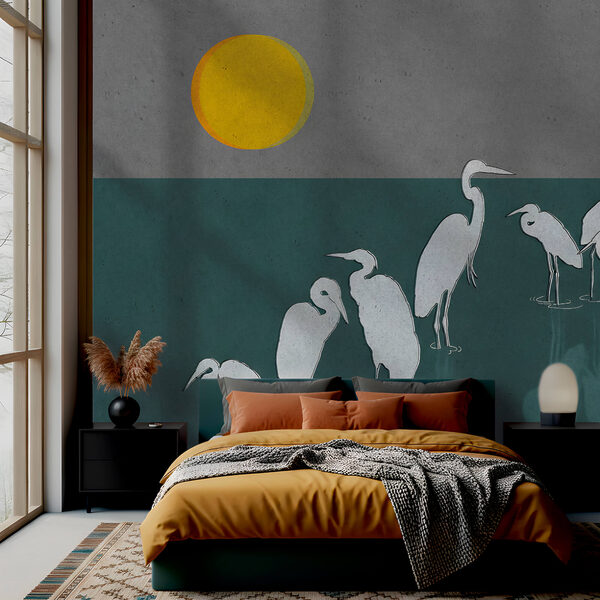 Skupina ptáků stojících ve vodě