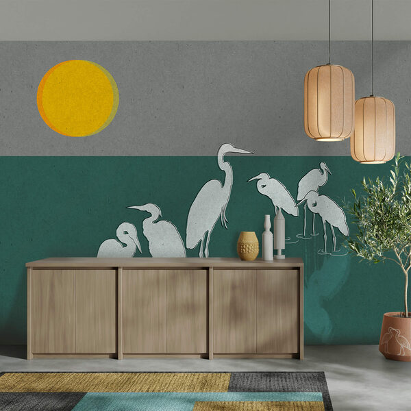 Skupina ptáků stojících ve vodě