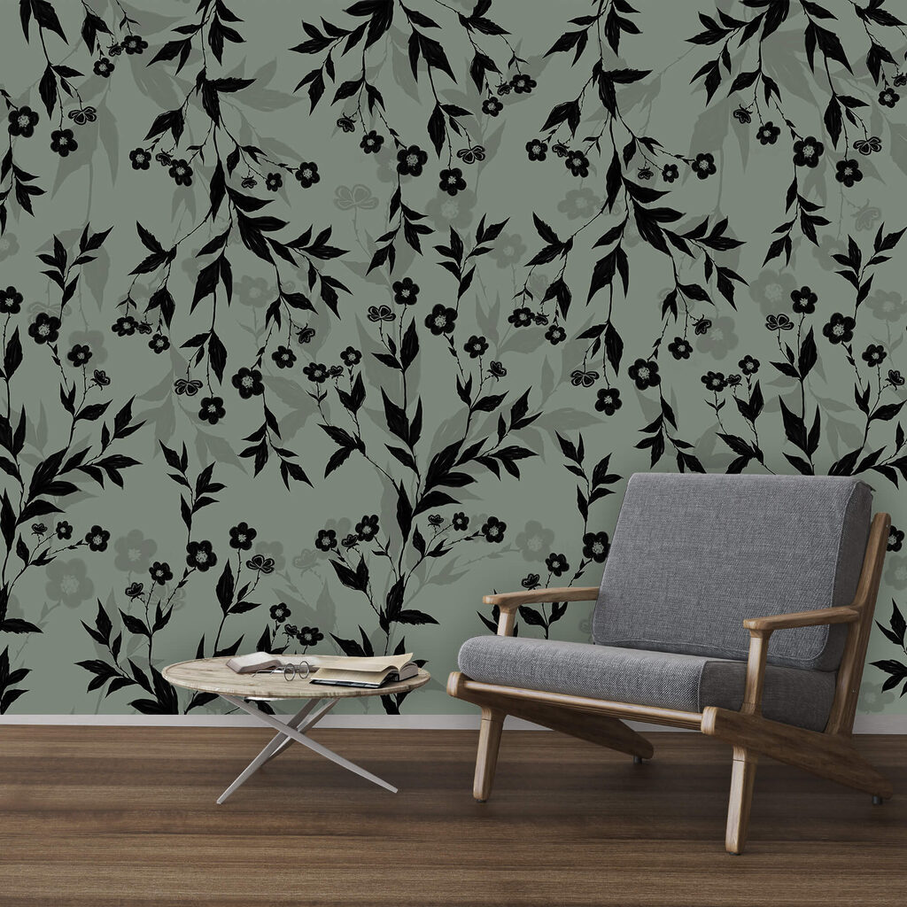 Černobílý květinový vzor