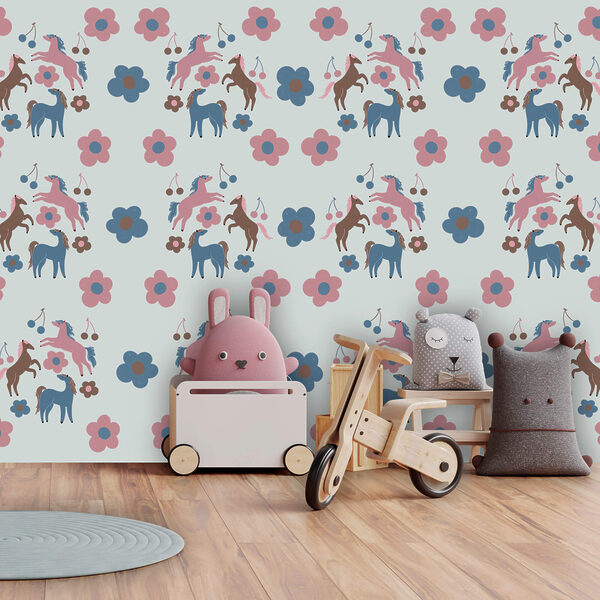 Vzor koní a květin