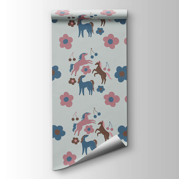 Pattern of horses and flowers