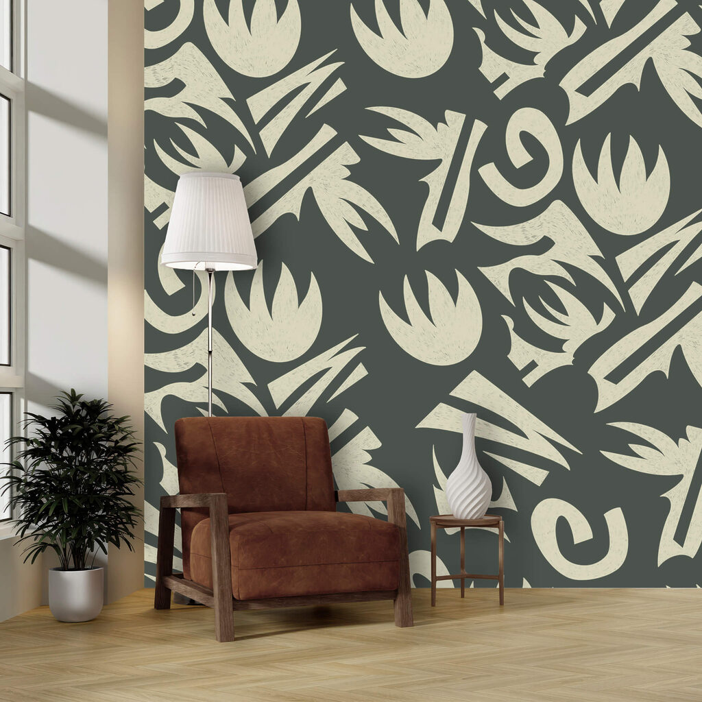 Vzor bílých a šedých listů