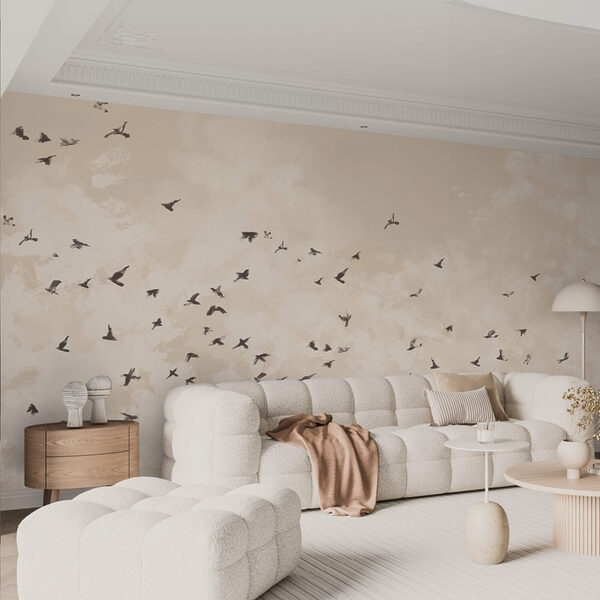 Hejno ptáků na obloze