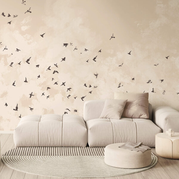 Hejno ptáků na obloze