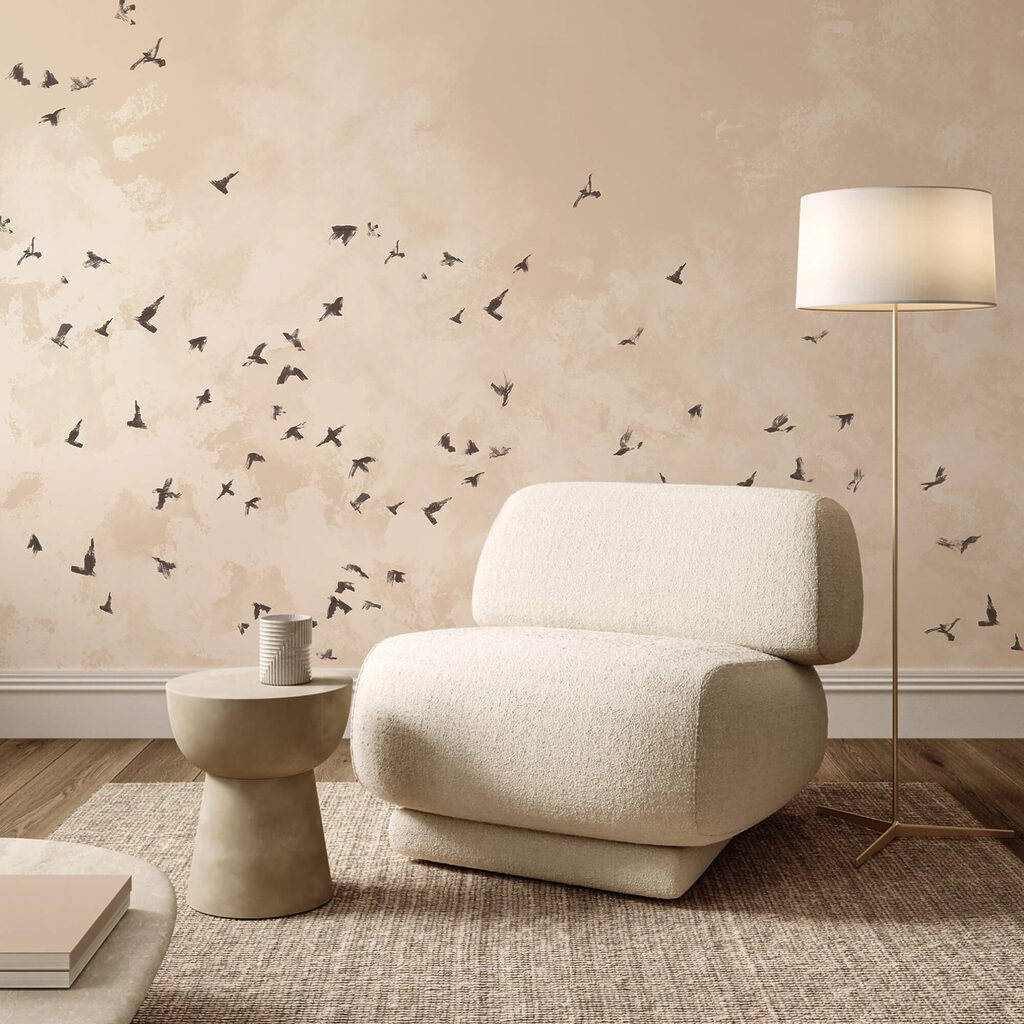 Hejno ptáků na obloze