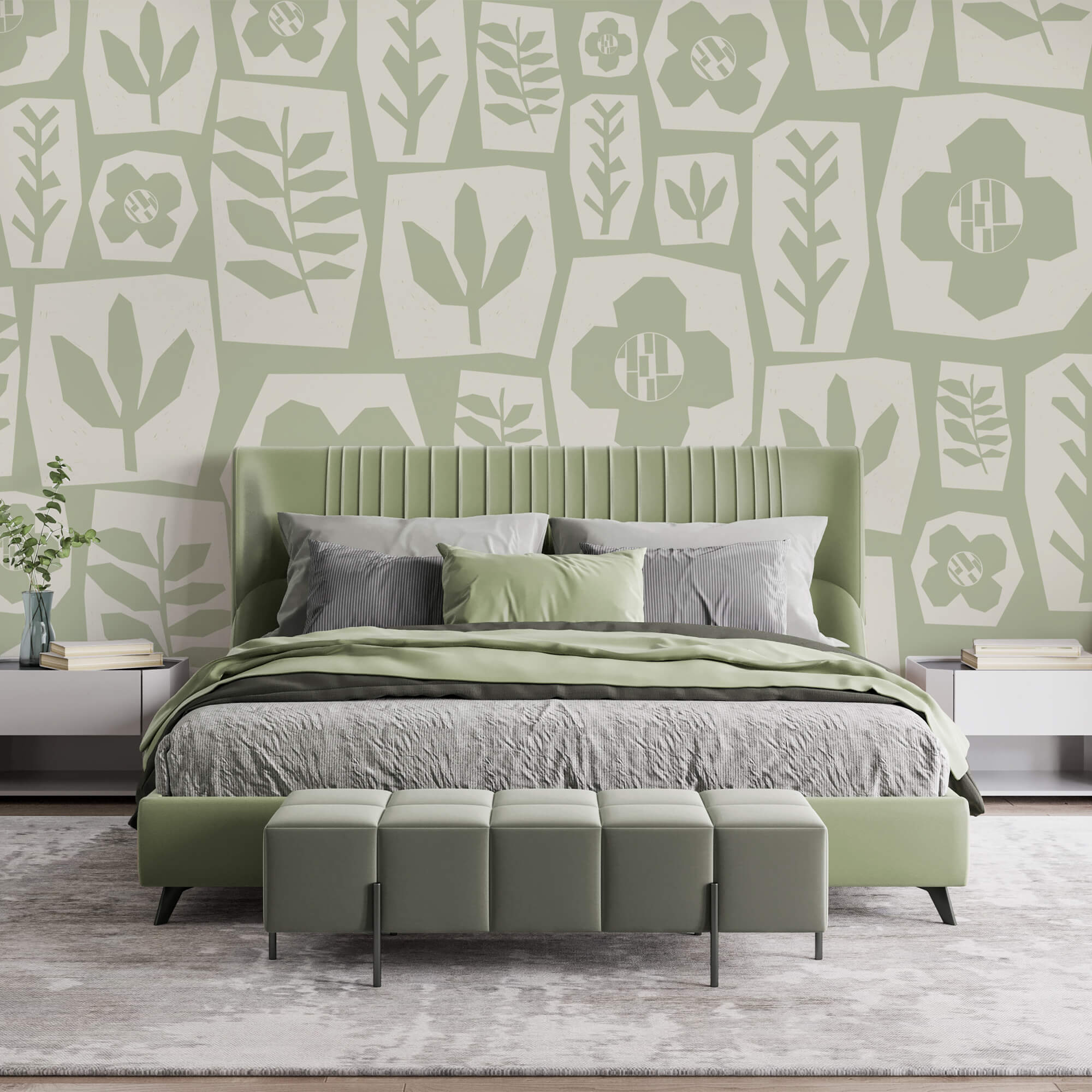 Wall murals Pattern of flowers and leaves