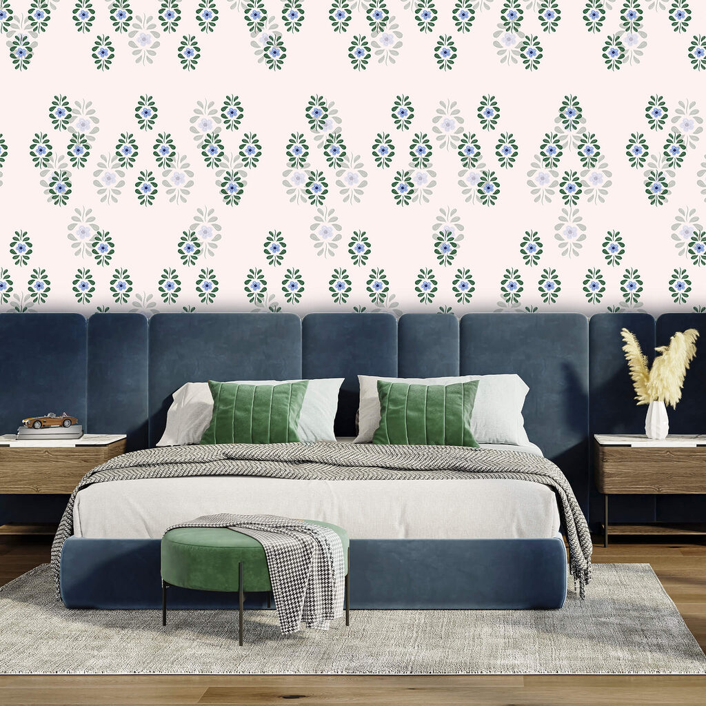 Vzor modrých květů