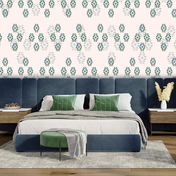 Vzor modrých květů