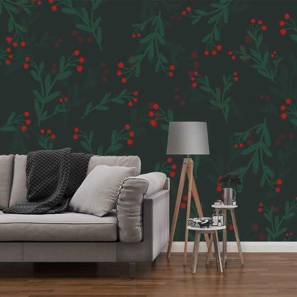 Vzor červených květů a listů