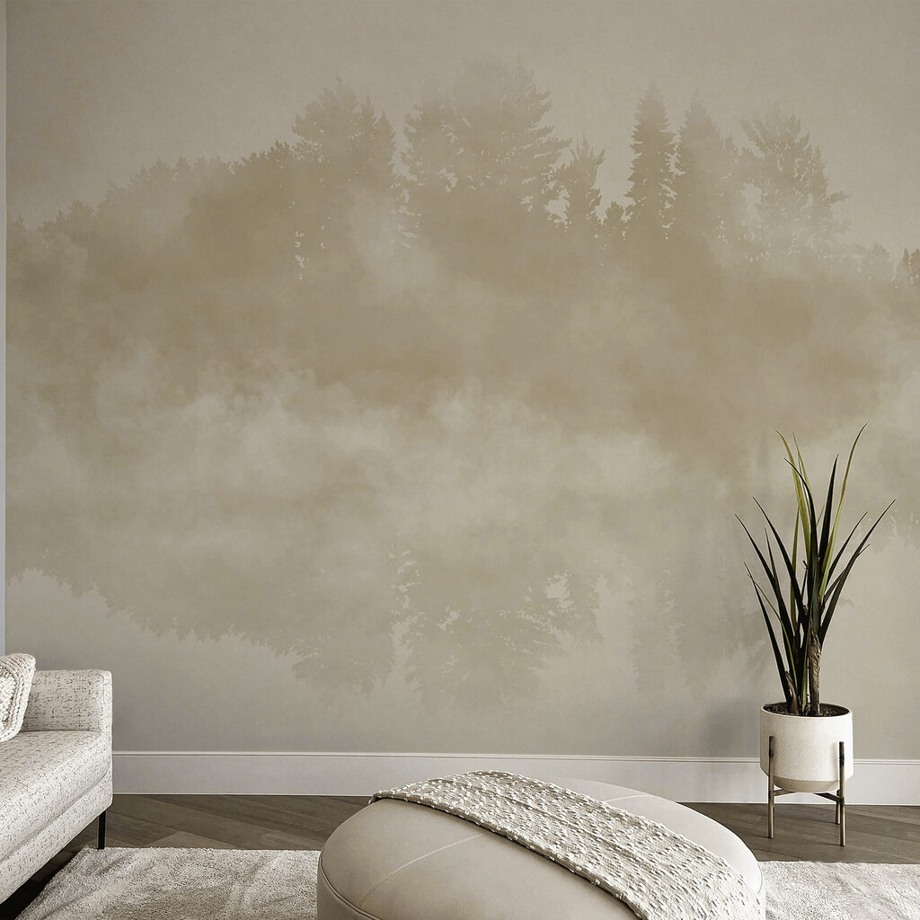 Oblak kouře a stromy