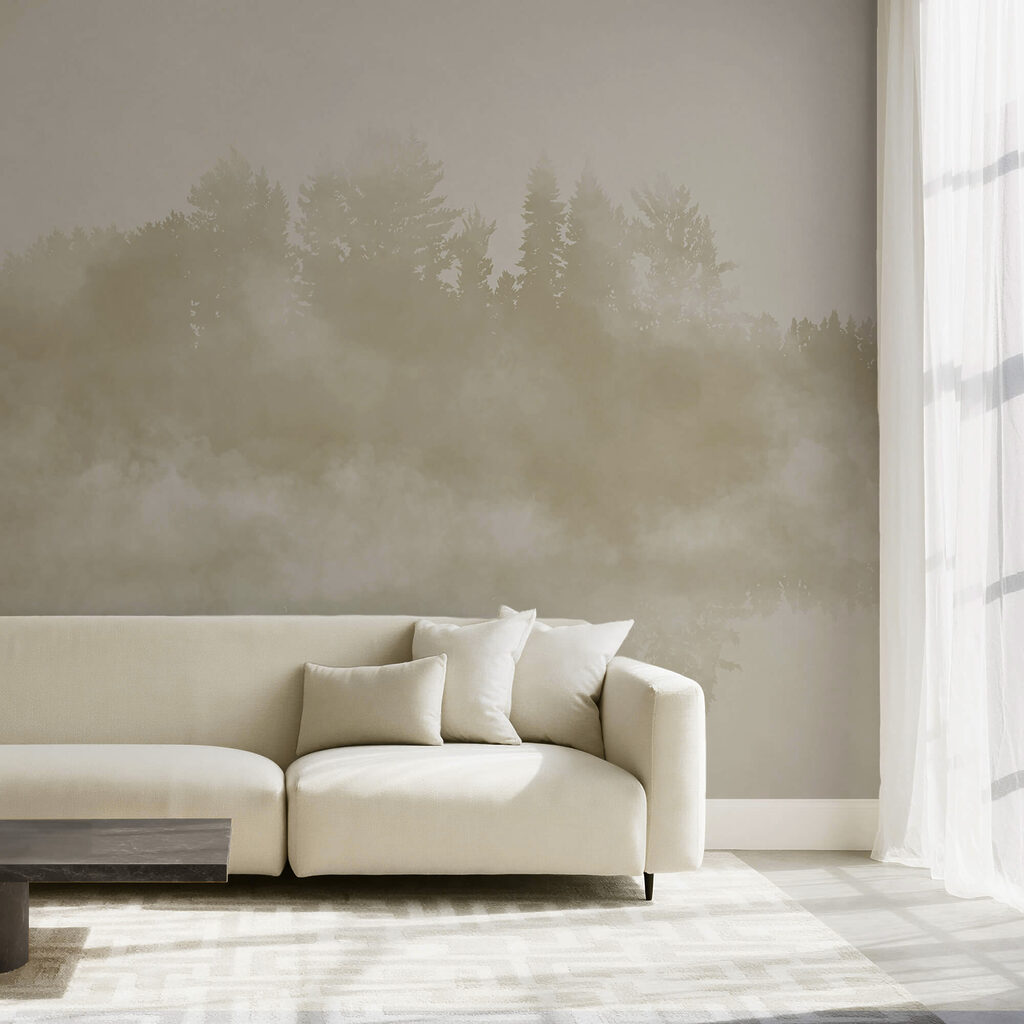 Oblak kouře a stromy