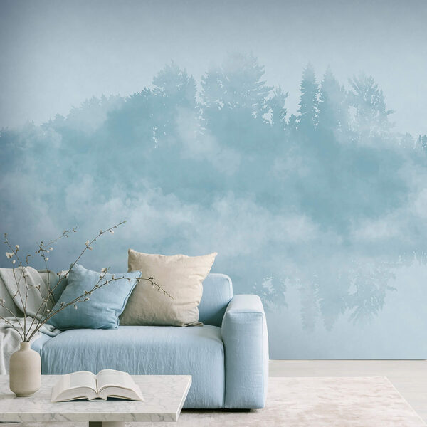 Oblak kouře a stromy