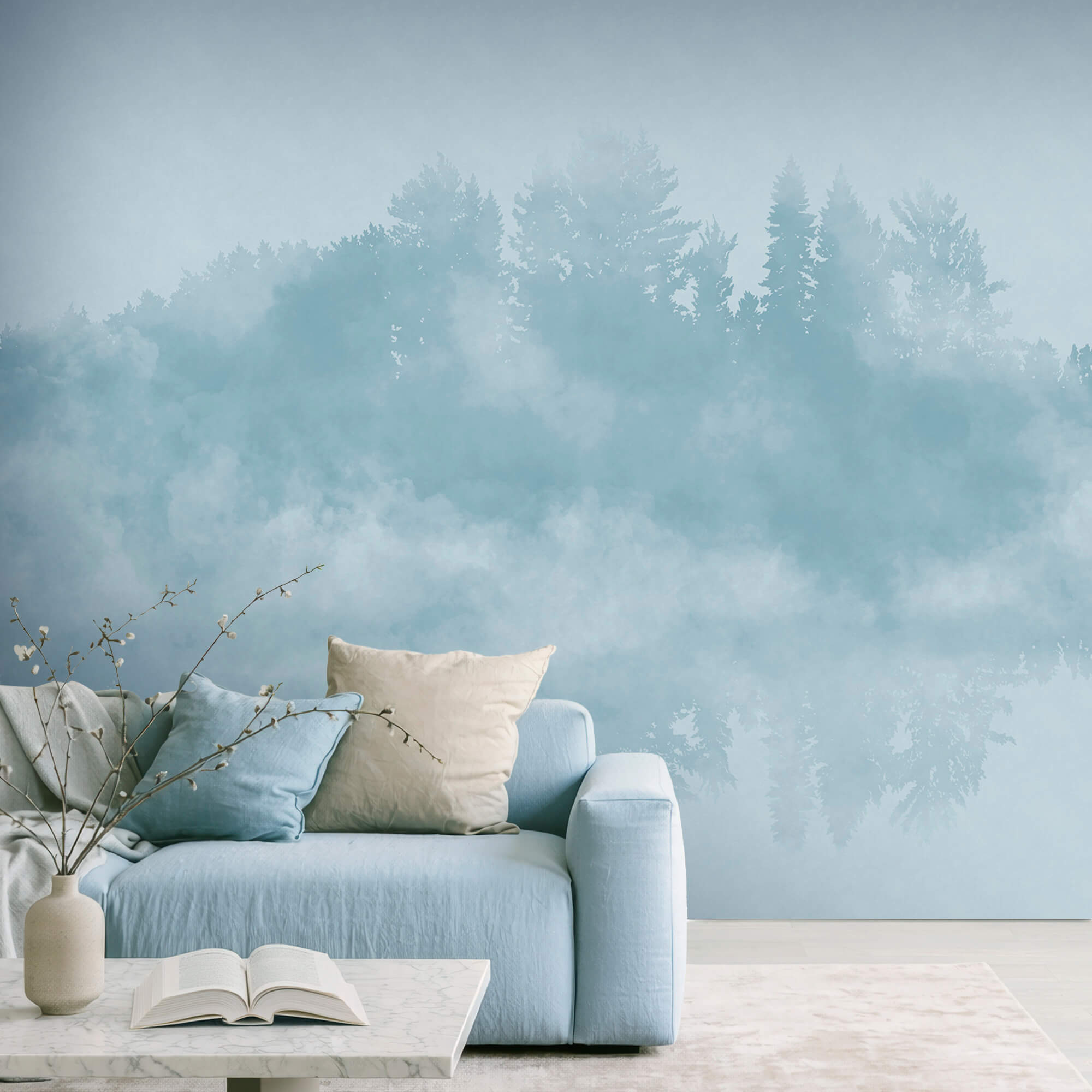 Oblak kouře a stromy