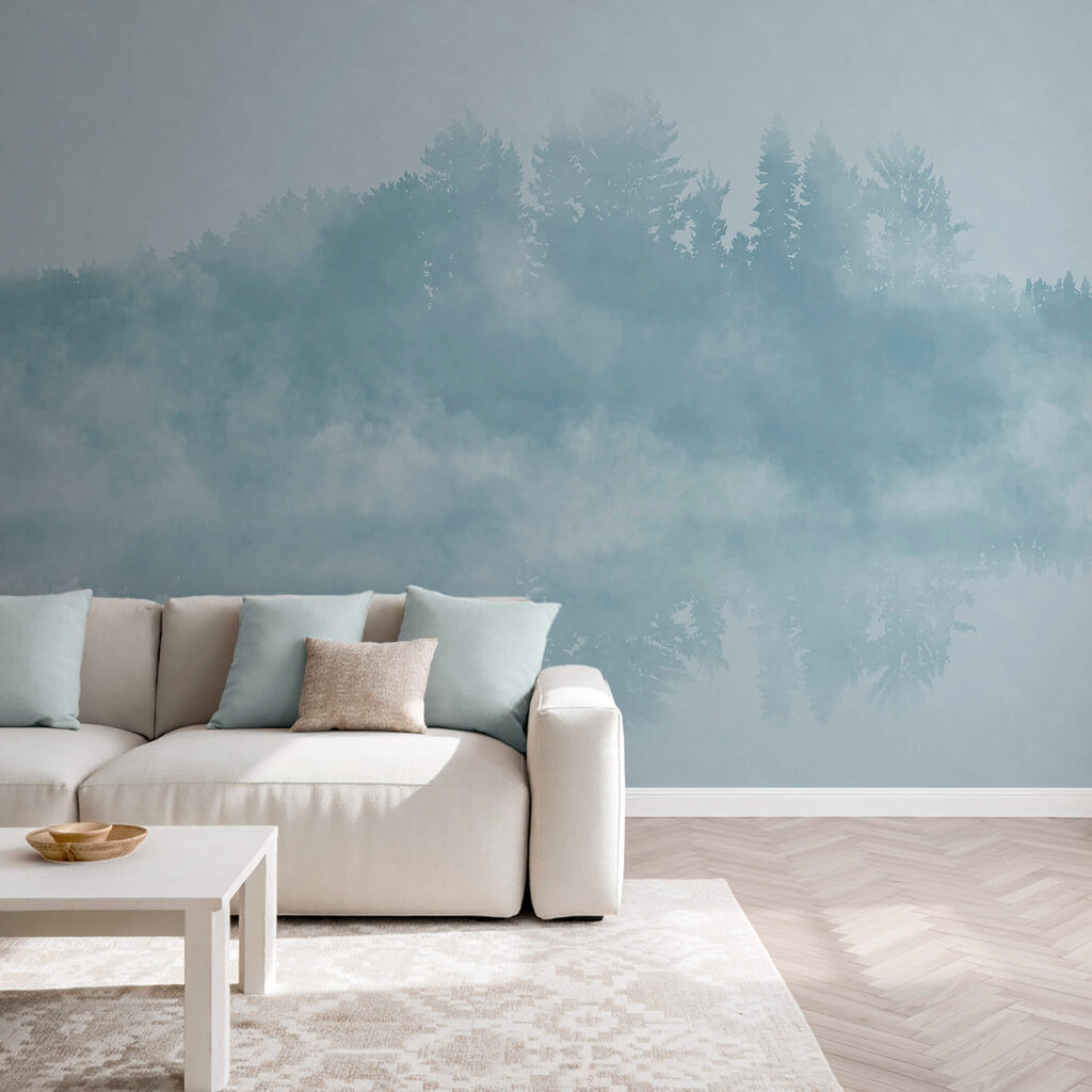 Oblak kouře a stromy