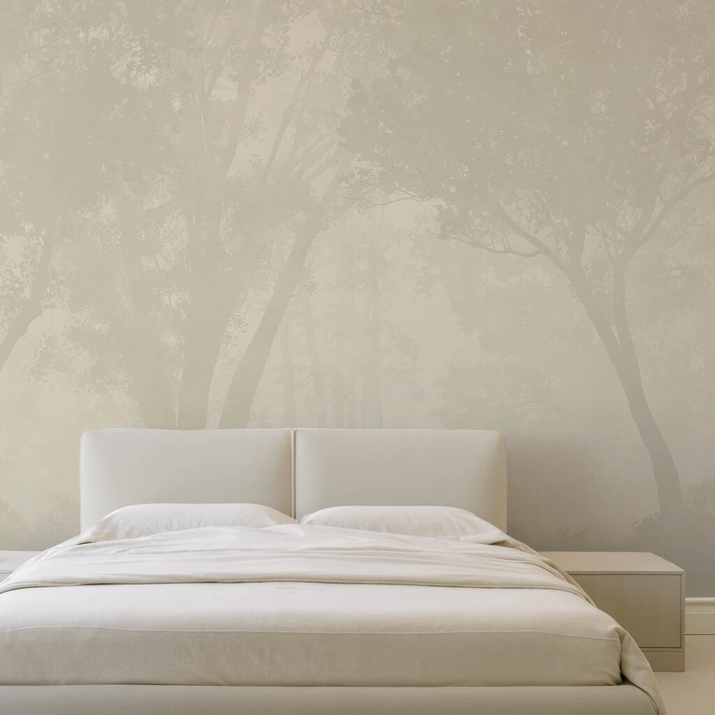 Zamlžený les se stromy