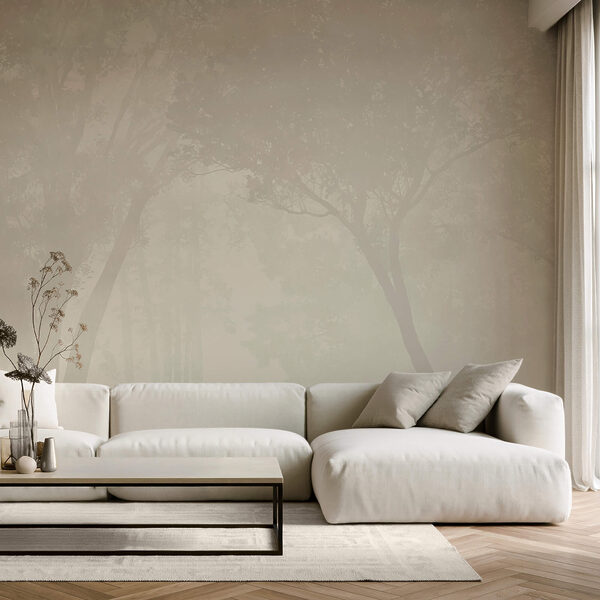 Zamlžený les se stromy