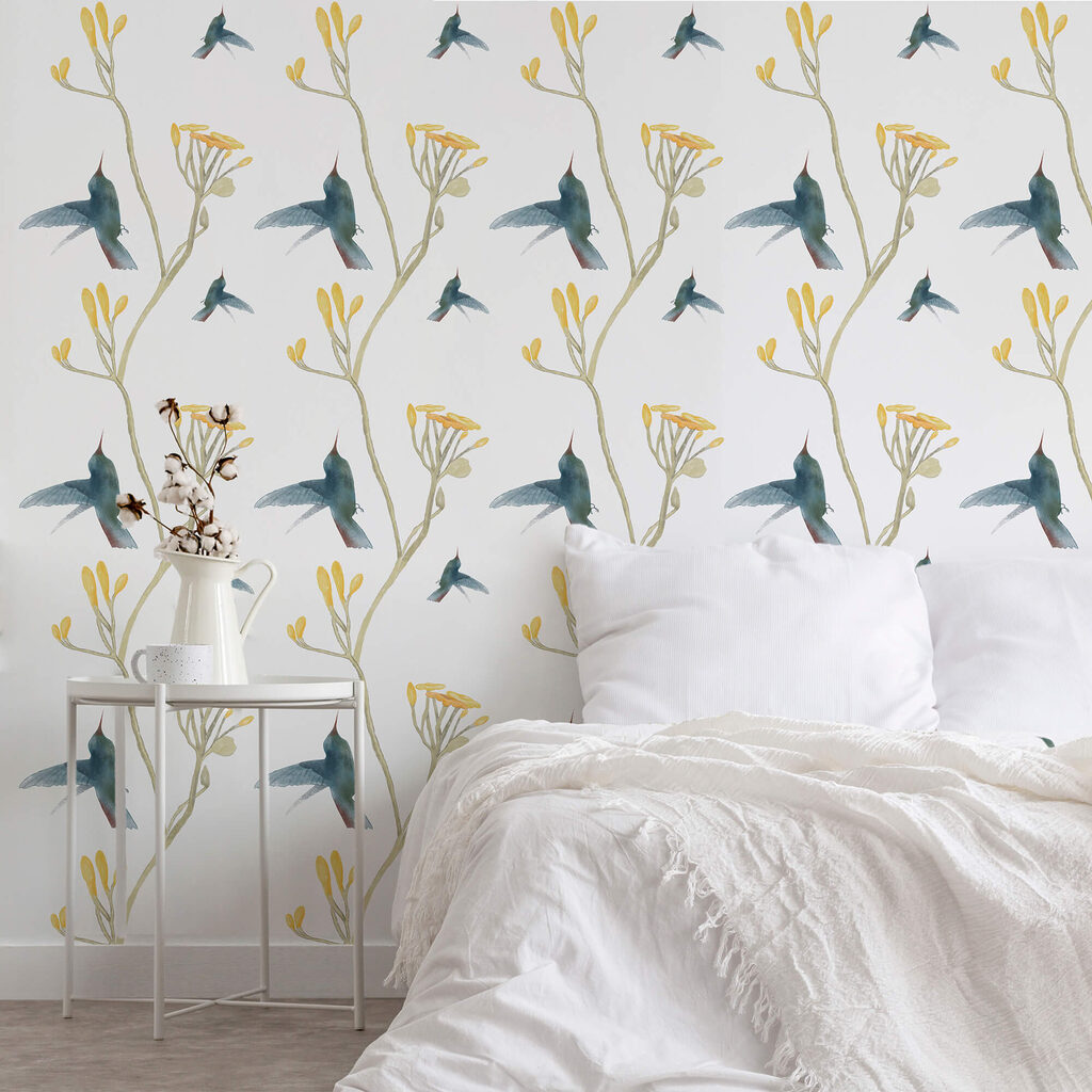 Vzor ptáků a květin