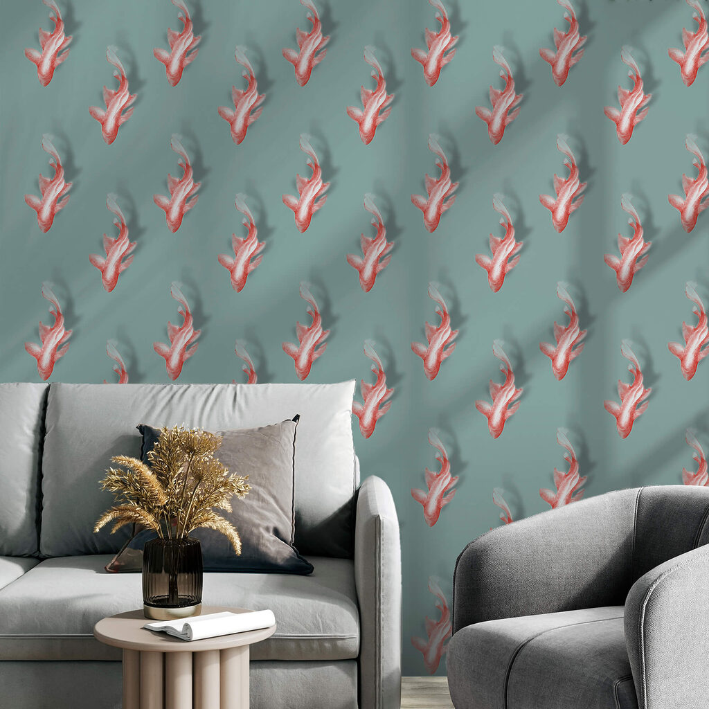 Vzor ryb na modrém pozadí