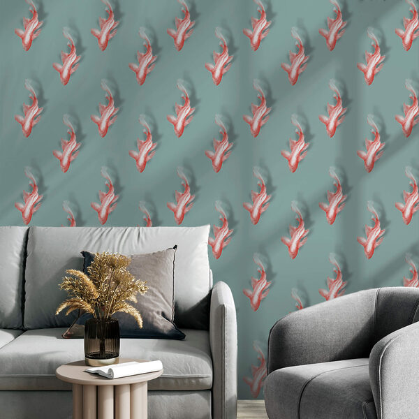 Vzor ryb na modrém pozadí