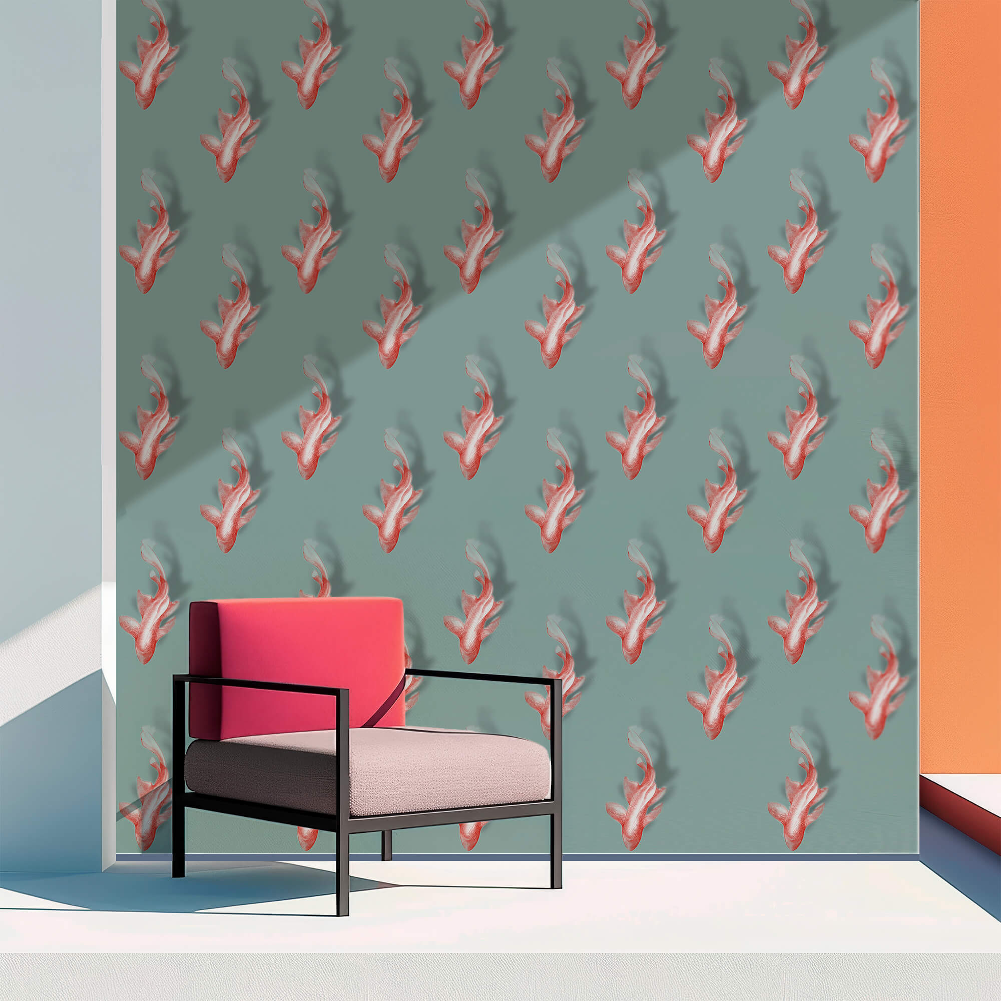 Vzor ryb na modrém pozadí