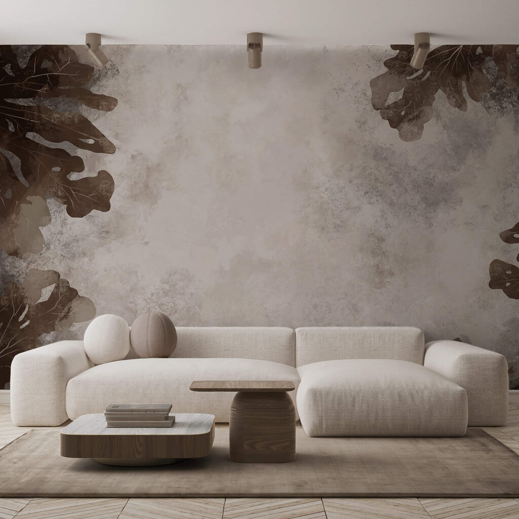 Hnědé listy na bílém podkladu