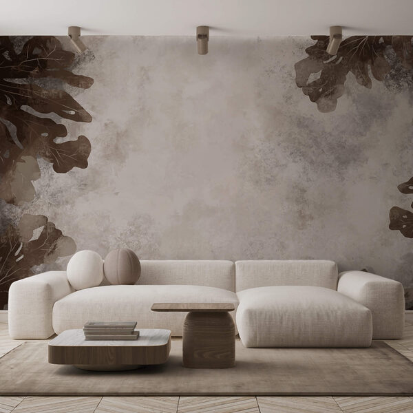 Hnědé listy na bílém podkladu