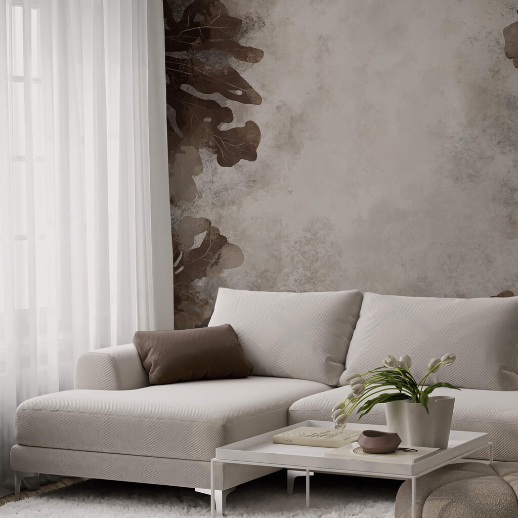 Hnědé listy na bílém podkladu