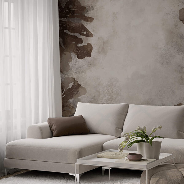 Hnědé listy na bílém podkladu