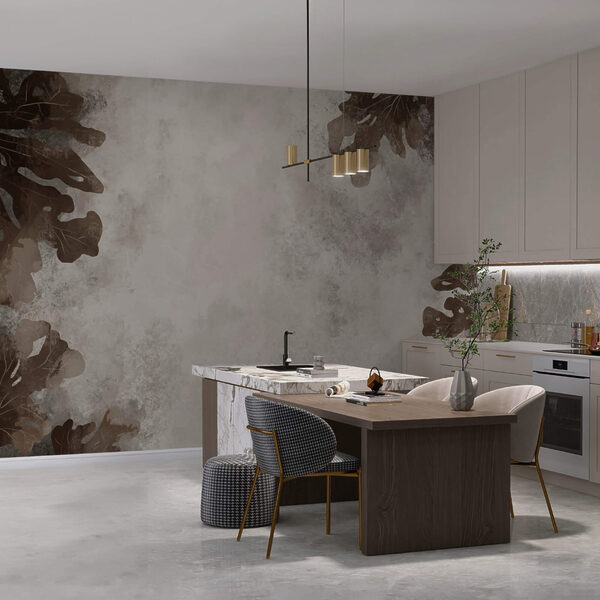 Hnědé listy na bílém podkladu