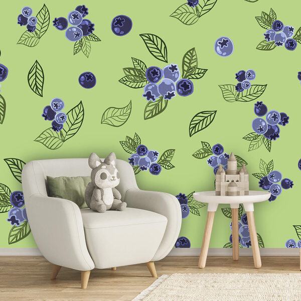 Fototapeta Vzor s borůvkami a listy