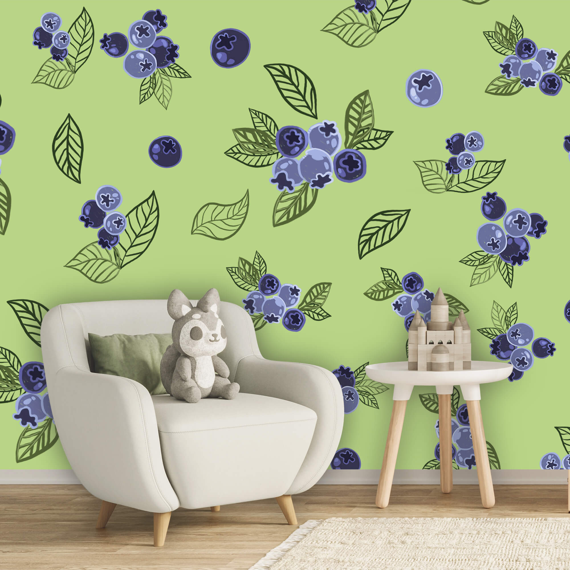 Vzor s borůvkami a listy