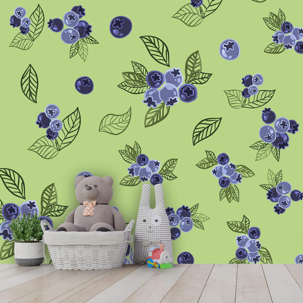 Vzor s borůvkami a listy