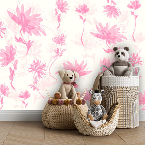 Růžové květy na bílém pozadí