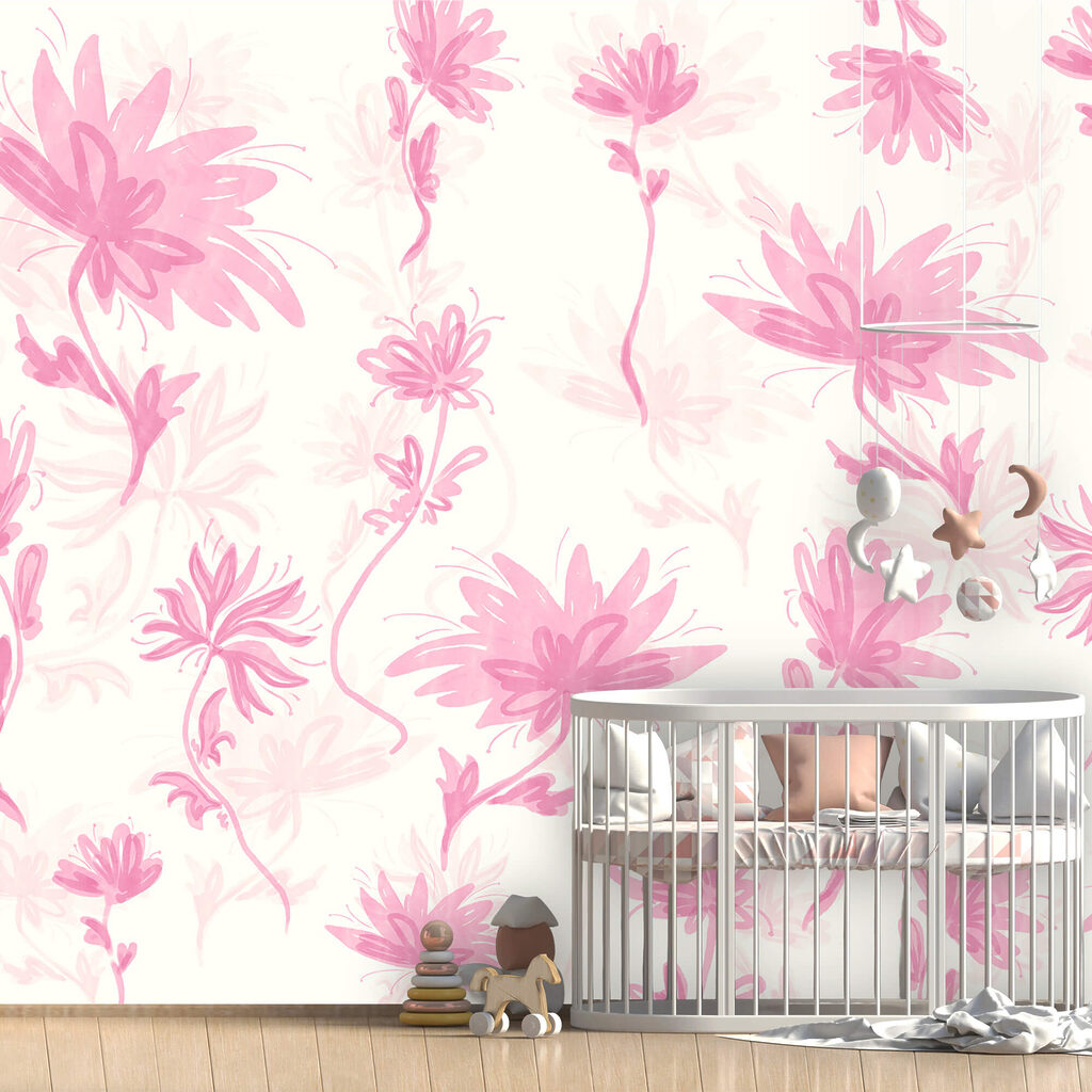 Růžové květy na bílém pozadí