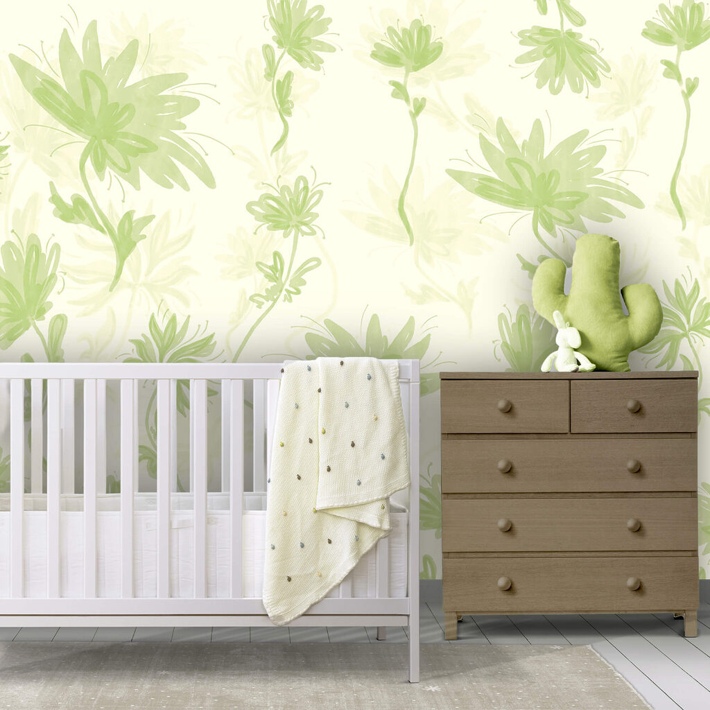 Zelenobílý květinový vzor