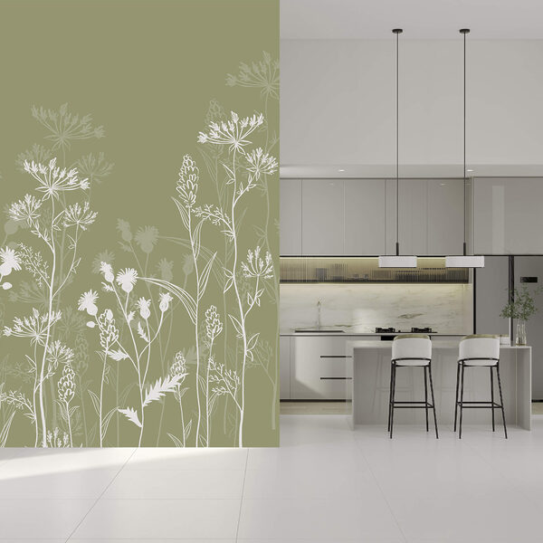 Jemné květinové motivy na zeleném pozadí Jemné květinové motivy na zeleném pozadí