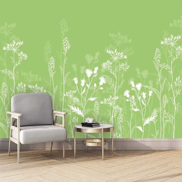 Bílé květy na zeleném pozadí