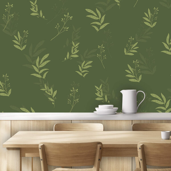 Vzor listů na zeleném pozadí