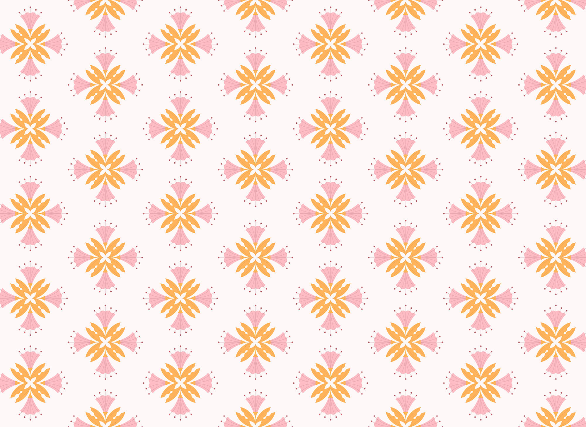 Pattern of pink and orange flowers