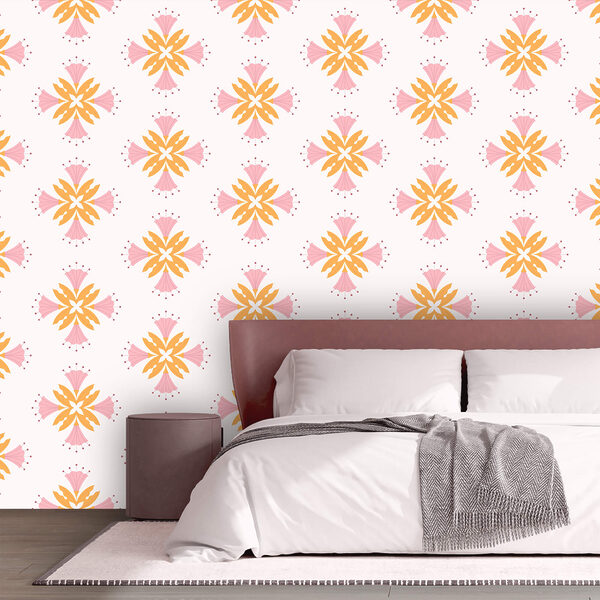 Vzor z růžových a oranžových květů