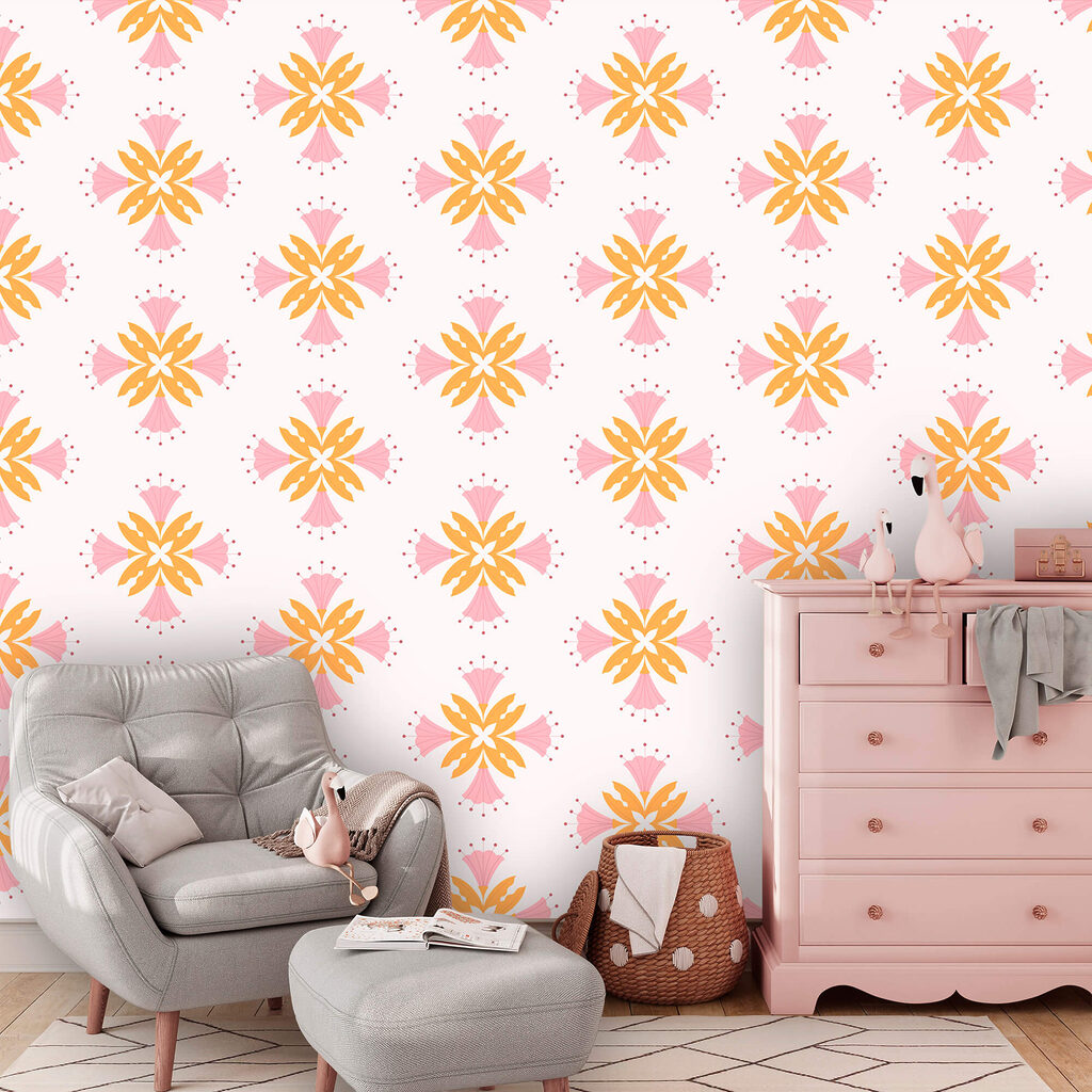 Vzor z růžových a oranžových květů