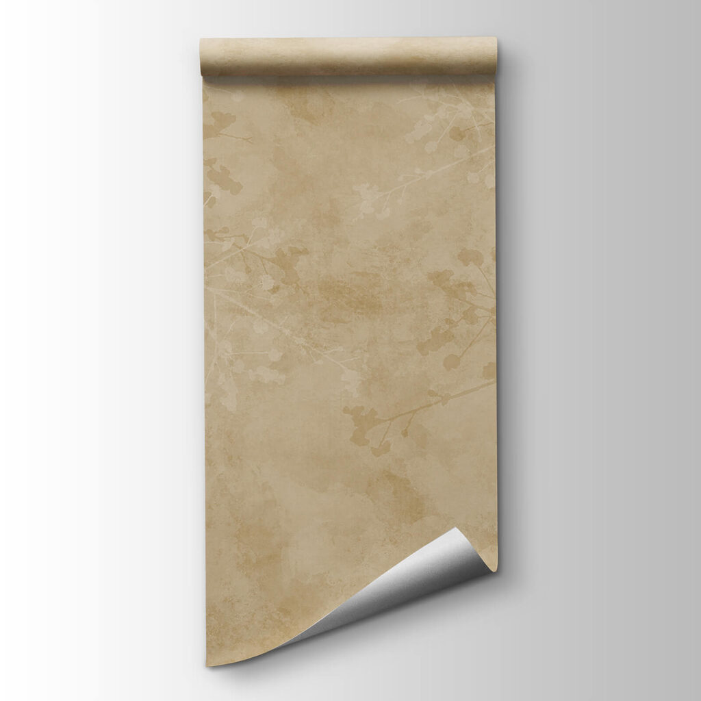 Beige background with branches and leaves