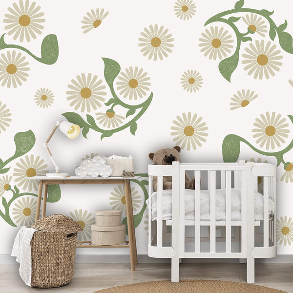 Bílý a zelený květinový vzor