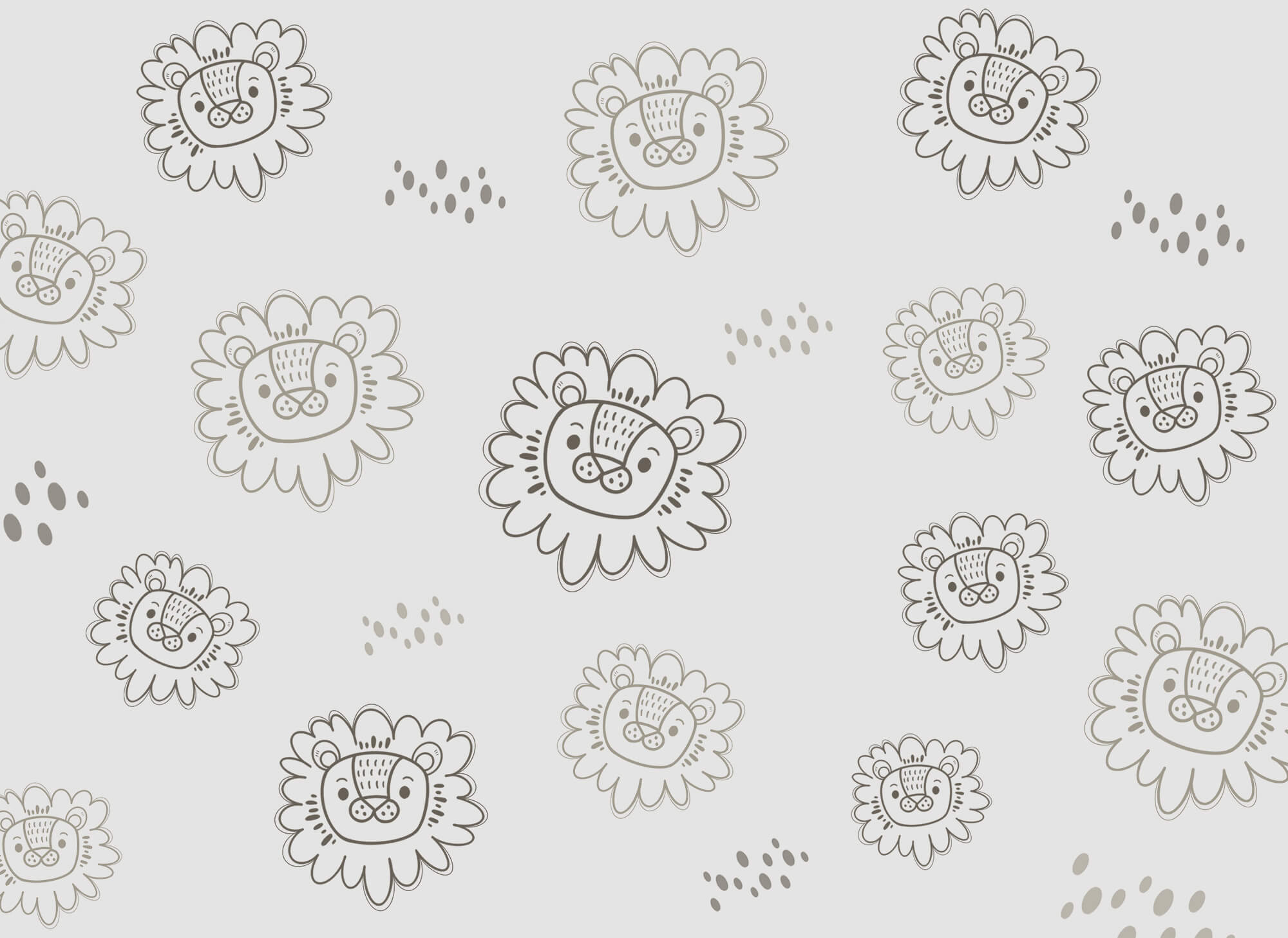 Pattern of lions drawn on a white background