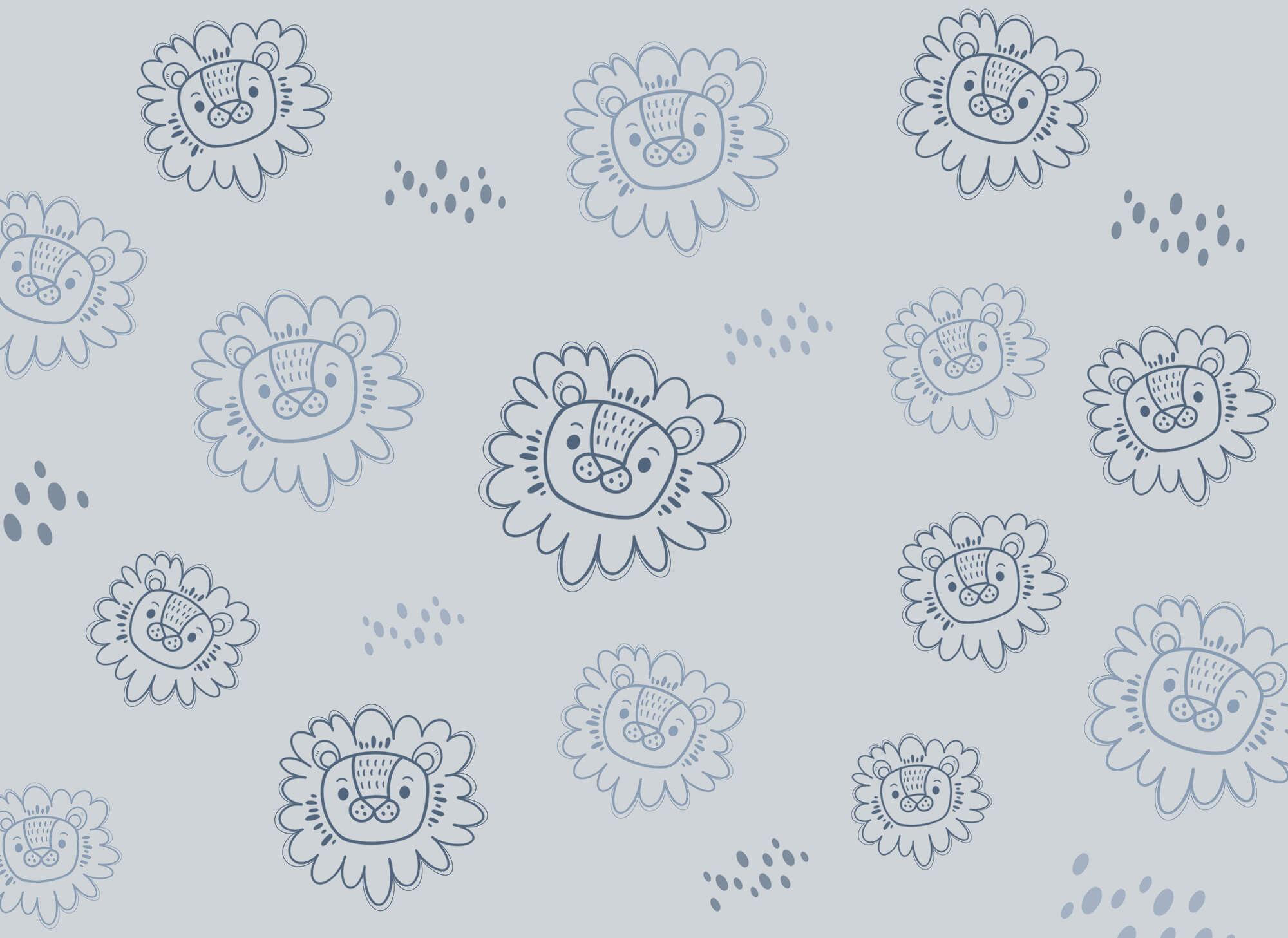 Pattern of blue lions