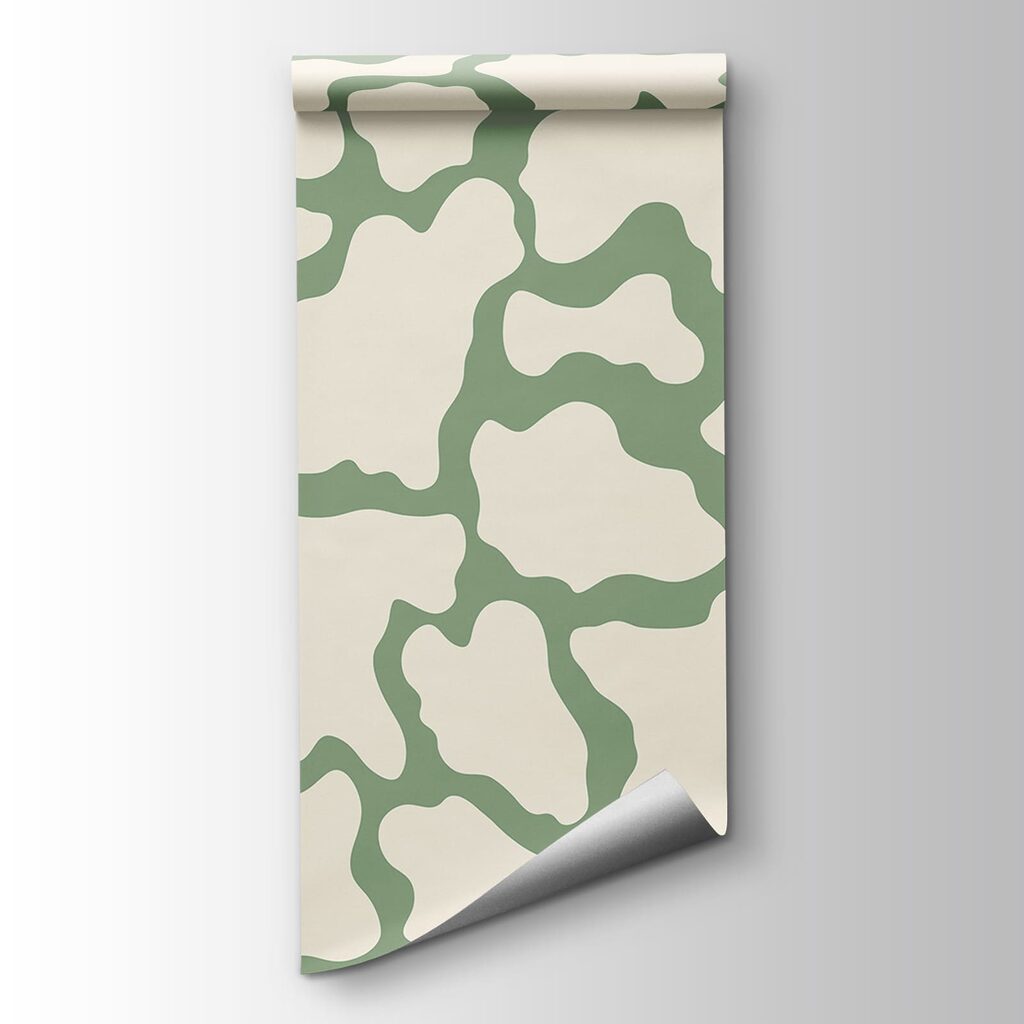 White and green cow pattern