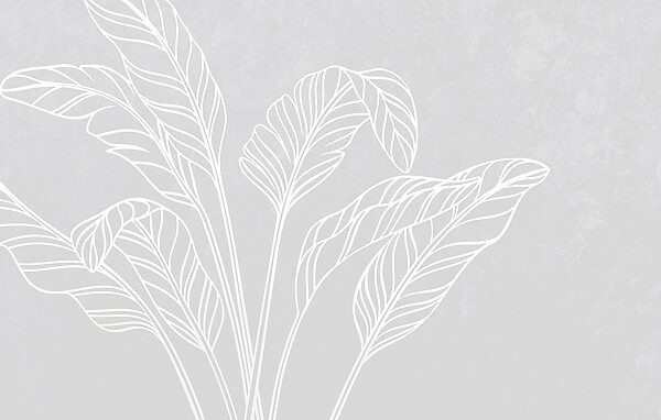 White line drawing of leaves
